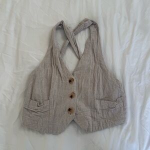 Free People Linen Suit Vest